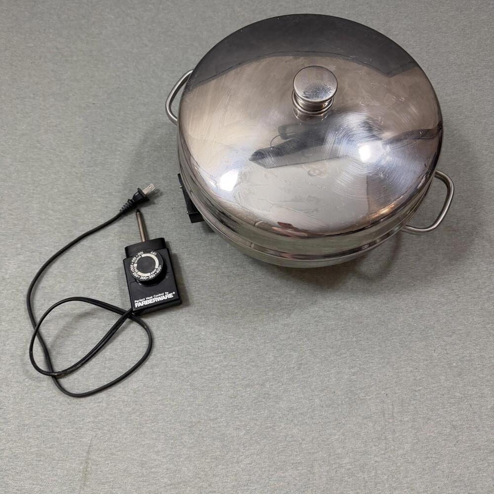 VTG Farberware 12" Electric Stainless Steel Skillet 344A with Power Cord *Tested